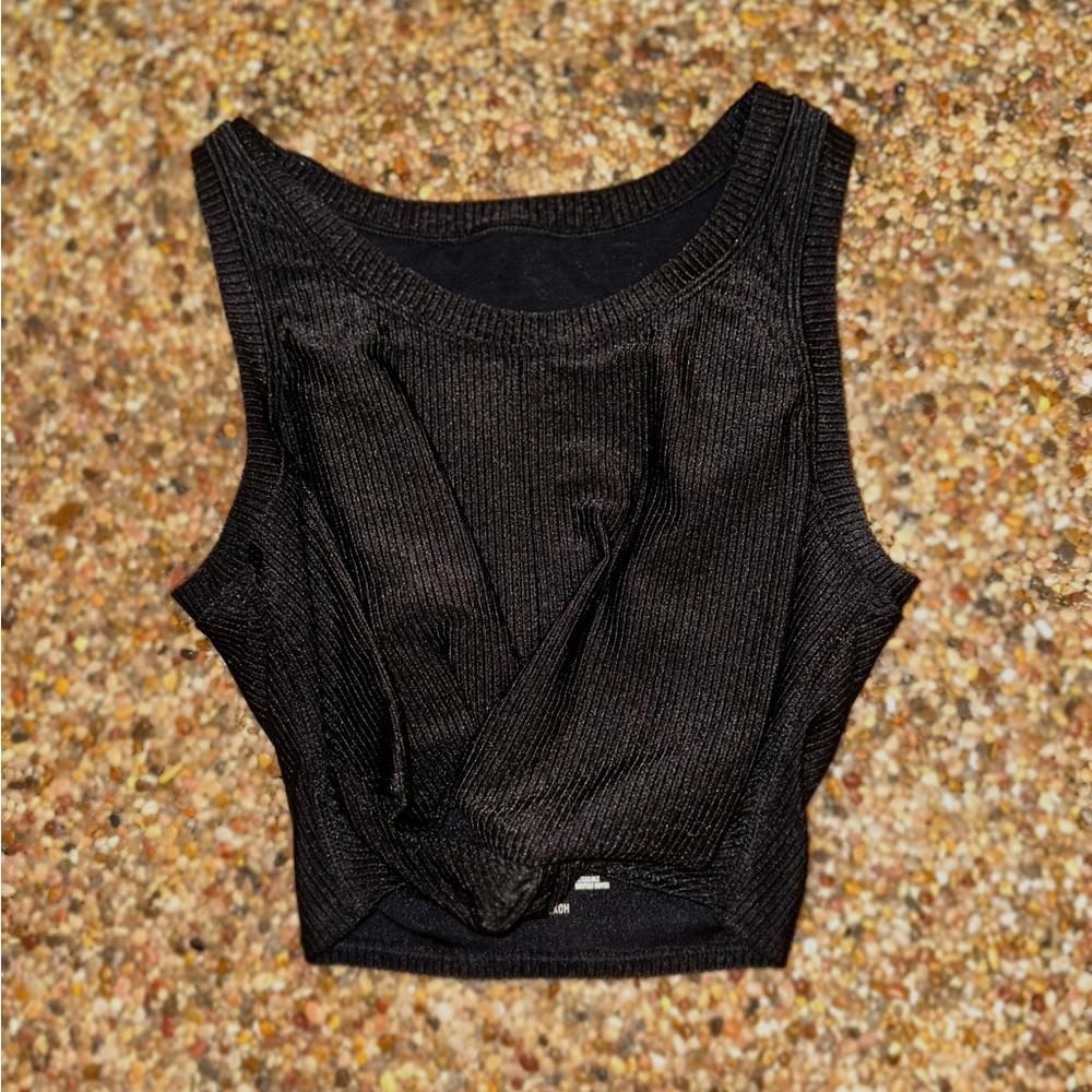 AERIE OFFLINE Ribbed Shine Twist Front Sports Bra - Picture 2 of 6